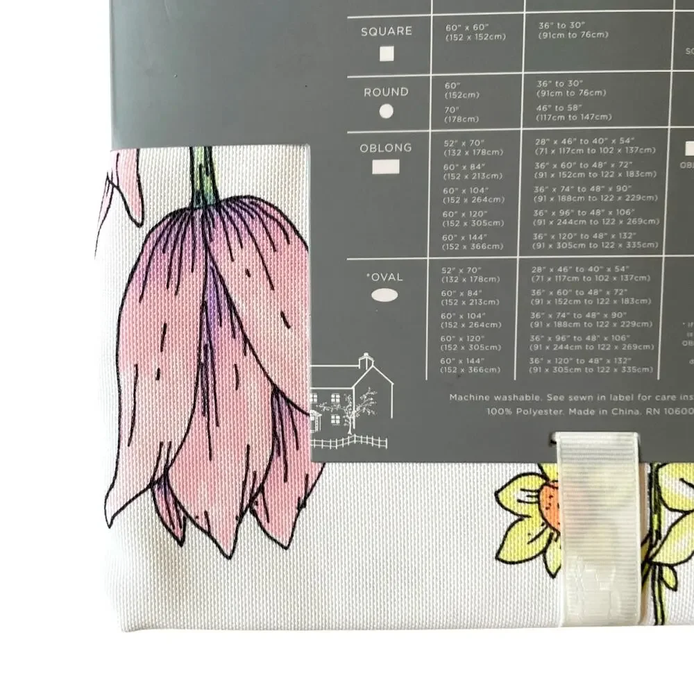 The Farmhouse Spring Floral Bunnies Easter Tablecloth 60x84 Pop of Color New